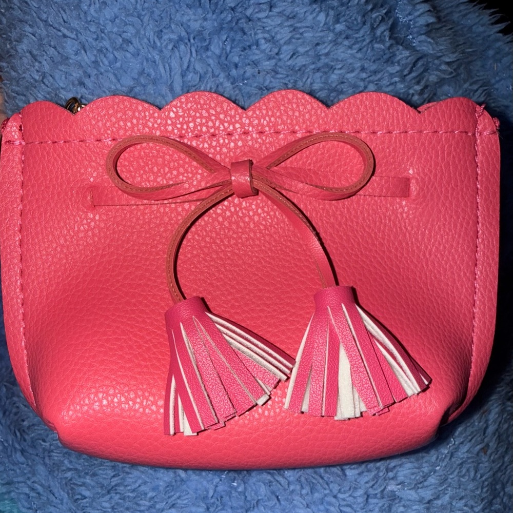 Pink Scalloped Tassel mini Bag/card wallet